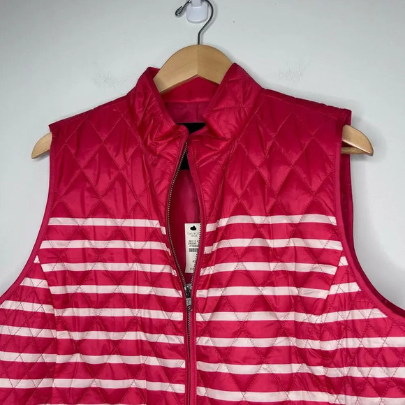 NWT Talbots Red Striped Quilted Puffer Vest Women’s XLP Sleeveless Fisherman - Picture 4 of 9